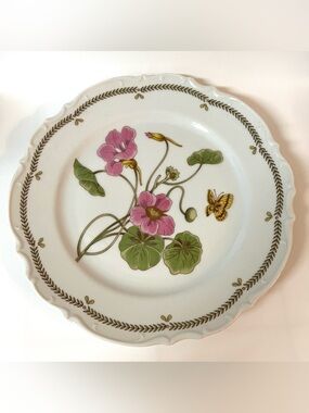 Bristol Fine China Glennbrook S-5434 White Pink Flowers Butterfly Dinner Plate